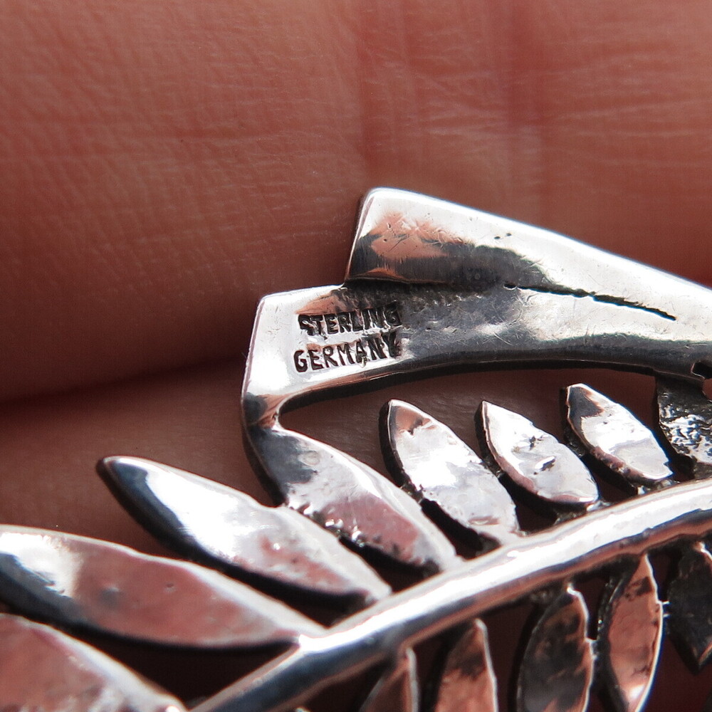 925 Sterling Silver Antique Germany Real Marcasite Pin Brooch (missing 1 stone) - Picture 7 of 8